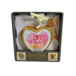 Art a Gram Best Mom Ever Heart Plaque Ornament Gold Pink 01-KH-17030 NEW